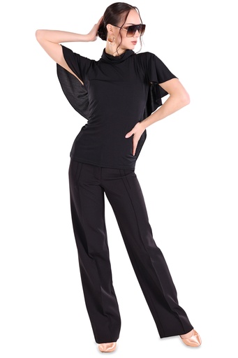 [1MF23140132SC-13900] Damen Tanzhose mit Biese "LIZA" (32, schwarz)