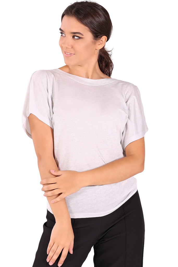 Ladies dance shirt  "ALINA" -Lurex white