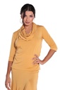 Women's dance shirt with large shawl collar-CURRY