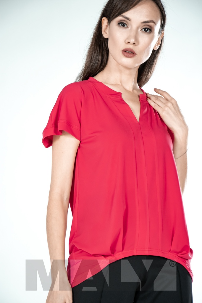 [MF191102XSROT-7900] MF191102 - Ladies shirt with V-neck red