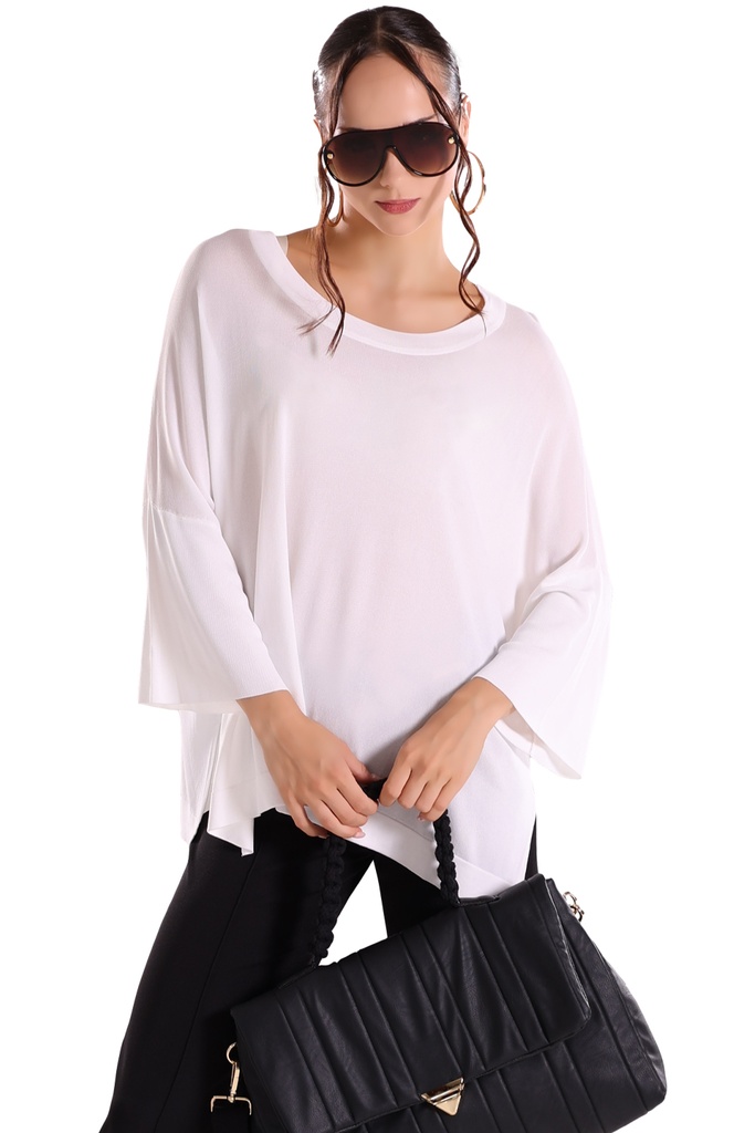 [Strick23-1003-weiss-8900] light women's sweater - wide