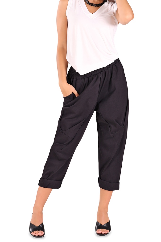 [Immagini-4002-schwarz-8900] Pants mit V-Falte