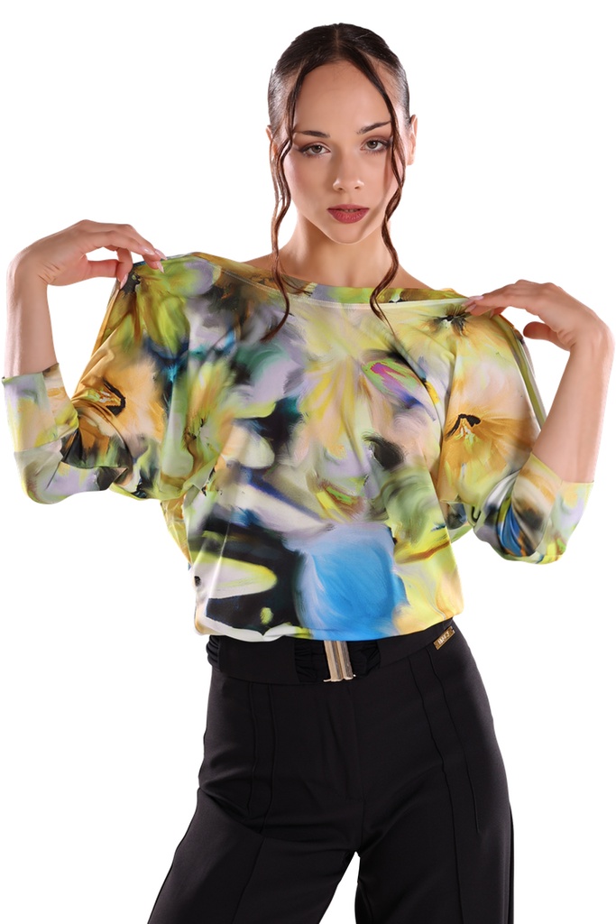 Damen Tanzshirt  ¾ Arm "GINA"-Flower