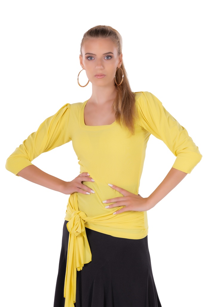 Damenshirt mit Bindebänder "ZIA" lemon