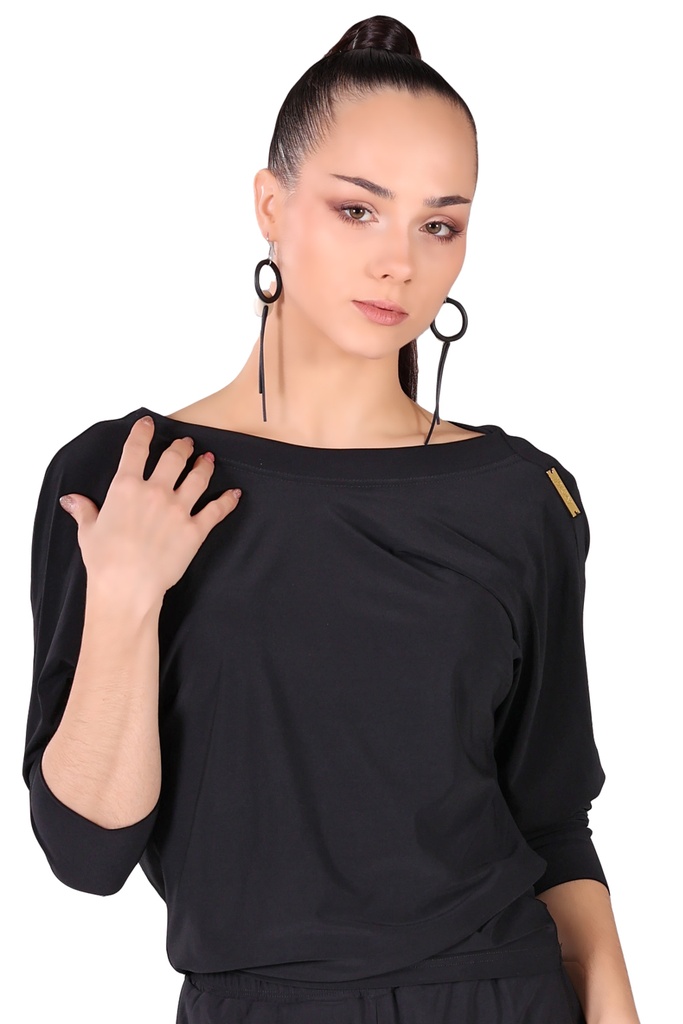 Ladies shirt with waterfall and ¾ arm "GINA"